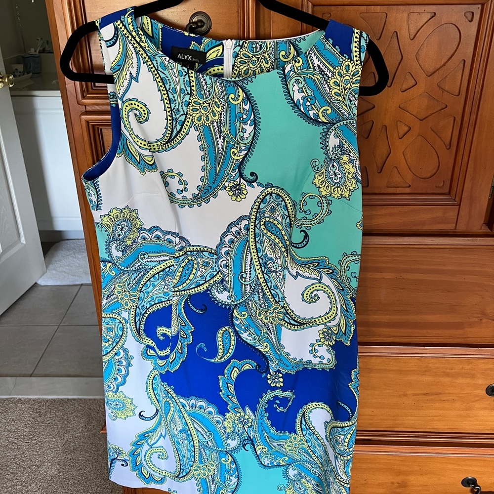 Alyx Dress 14 Blue Paisley Career Dress